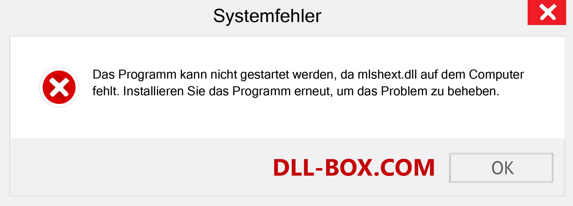 mlshext.dll-Datei fehlt?. Download für Windows 7, 8, 10 - Fix mlshext dll Missing Error unter Windows, Fotos, Bildern